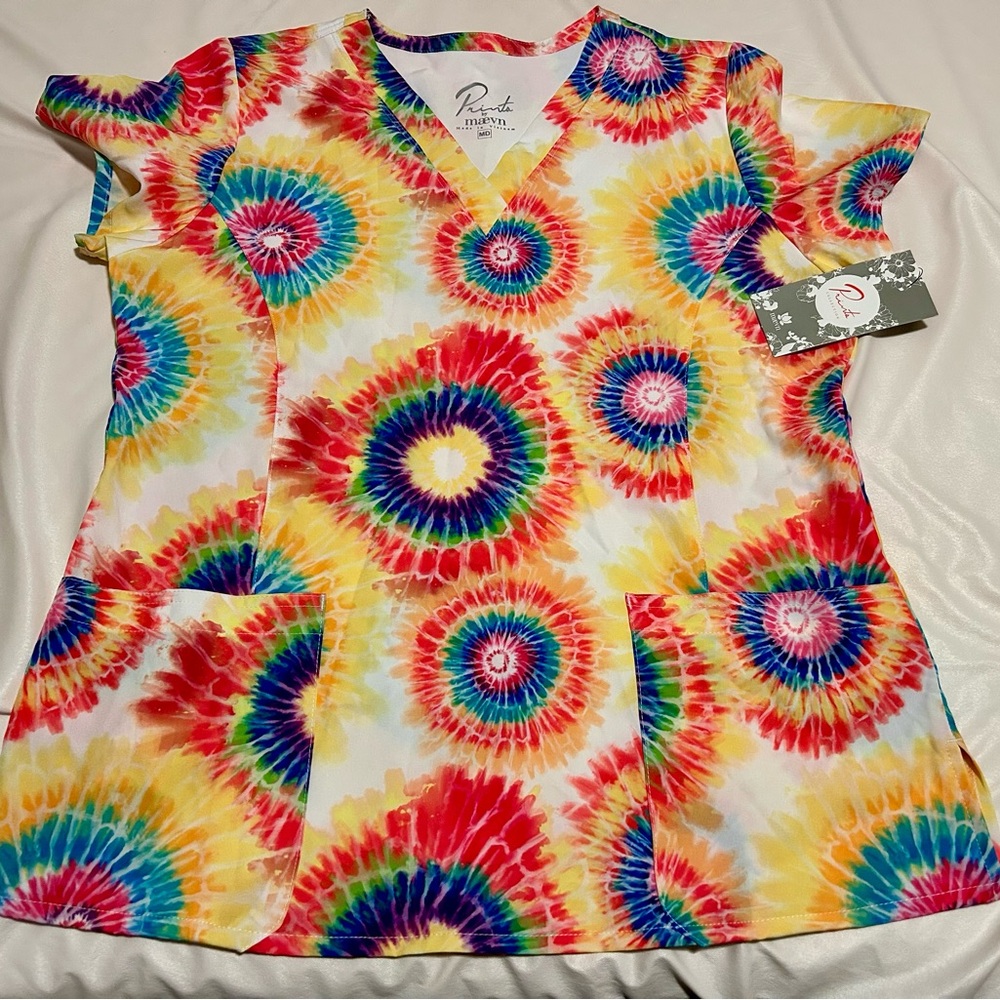 Tie Dye Scrub Top